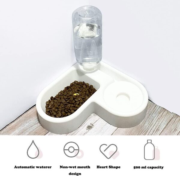 Double Dog Cat Bowls - Pets Water and Food Bowl Set with Automatic Water Bottle, Raised Pet Feeder Bowl for Cats and Small Dogs - Image 2