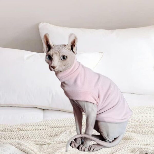 Sphynx Cat Clothes Self-Heating Sweatshirt,Hairless Cat Wear Soft Elastic Dralon Sweater Puppy Pet Pullover for Devon,Elf,Bambino,Cornish,Peterbald Pink L - Image 5