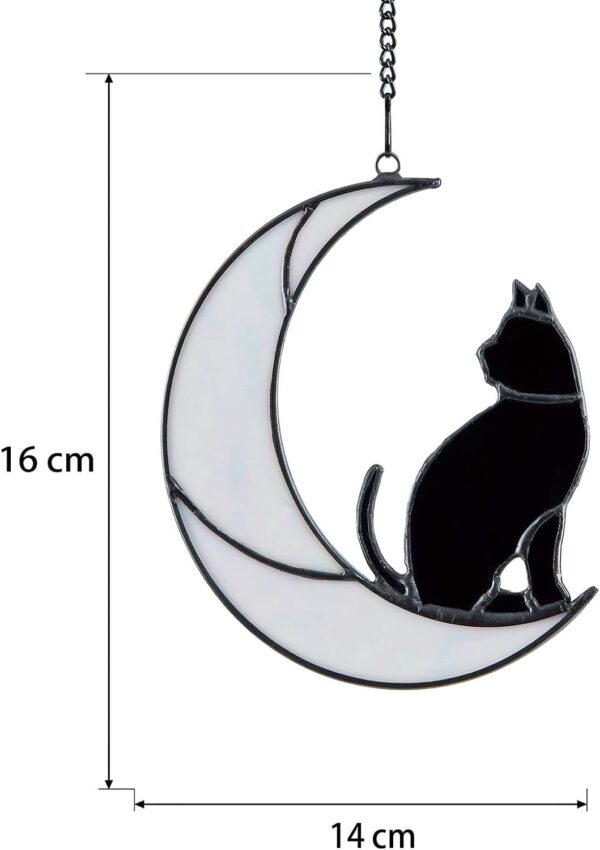 Rswardeleco Cat Memorial Suncatcher,Pet Sympathy Gifts, Cat Memorial Gift, Real Stained glass Cat memorial for Pet Lovers,Pet Loss Gifts,in Memory of Cat Passing Away Gifts(moon) - Image 2