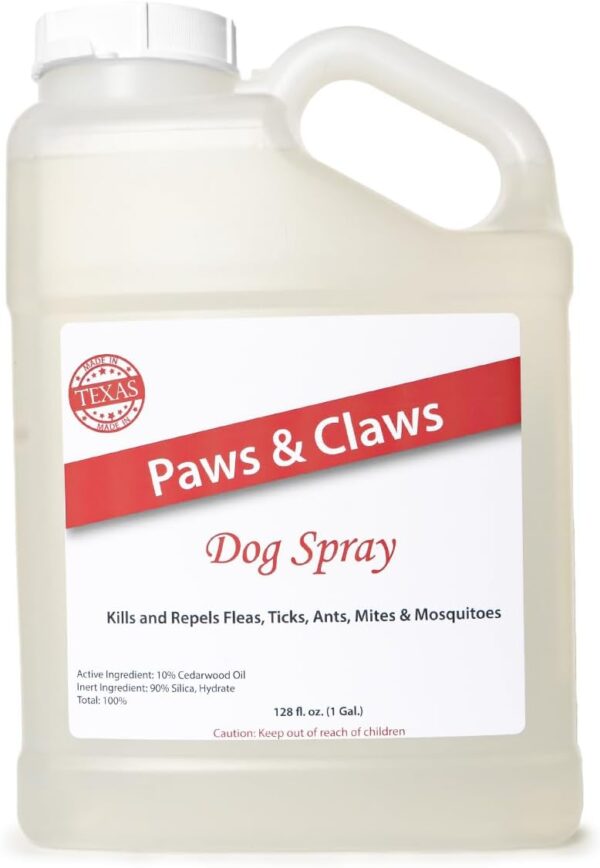 Paws and Claws Pet Spray - Natural Flea and Tick Repellent with Cedar Oil - Effective and Safe Pest Control for Dogs and Cats, Helps Repels Fleas, Ticks, and Mites, Pet Friendly (1 Gallon)