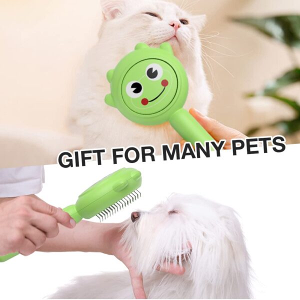 Dog Brushes for Grooming, Cute Frog Shape Groom and Clean Dog Comb with Release Button, Self Cleaning Dog Slicker Brush for Long Short Haired Dogs Cats Rabbits Bunny - Image 9