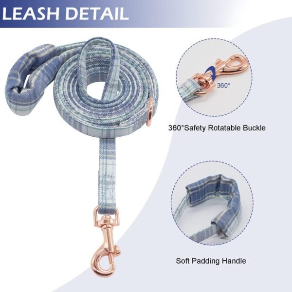 Small Dog Harness and Leash Set, Plaid Puppy Dog Harness XXS, Soft Adjustable Harness for Extra Small-Medium Pet Dogs and Cat No Pull, Blue Plaid, Small - Image 3