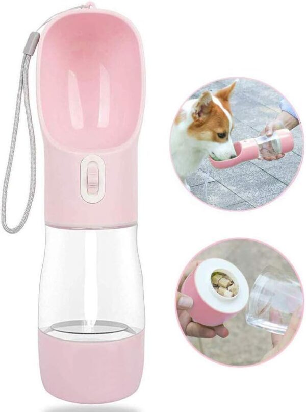 Dog Water Bottle for Walking, Multifunctional and Portable Dog Travel Water Dispenser with Food Container,Detachable Design Combo Cup for Drinking and Eating,Suitable for Cats and Puppy