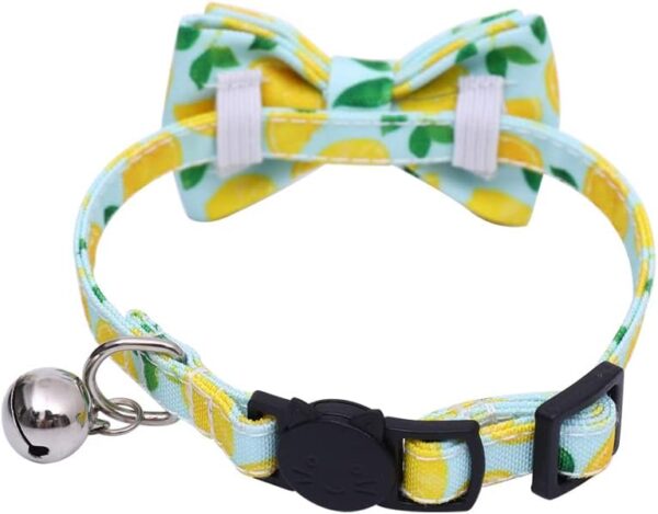 2-Pack Breakaway Cat Collars with Removable Double-Layer Bow Tie and Bell for Boy and Girl Cats,Safety Kitten Collars Suitable for Festivals and Daily. (Lemon&Pineapple) - Image 7