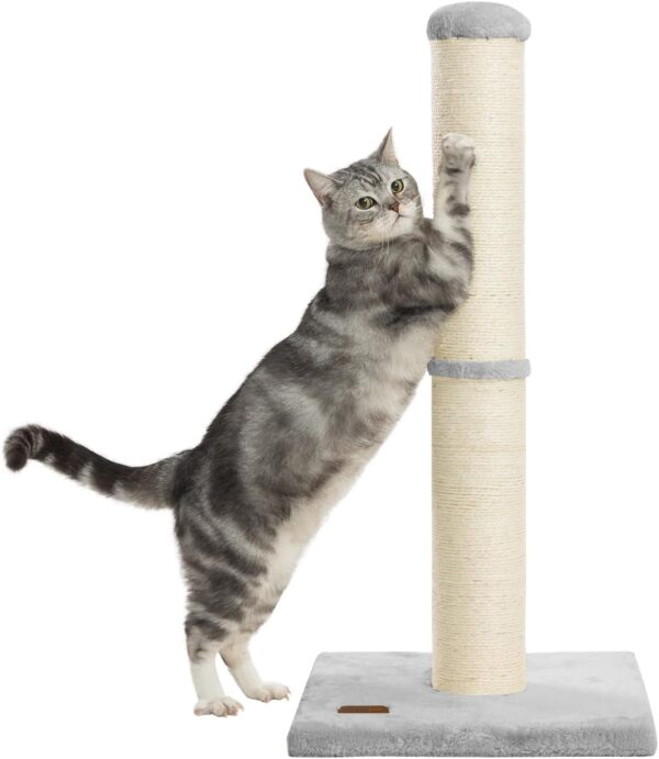 34inch Cat Scratching Post with Natural Sisal Rope 4.3Inch Large Diameter Scratcher Post Tree for Indoor Cats Grey - Image 7