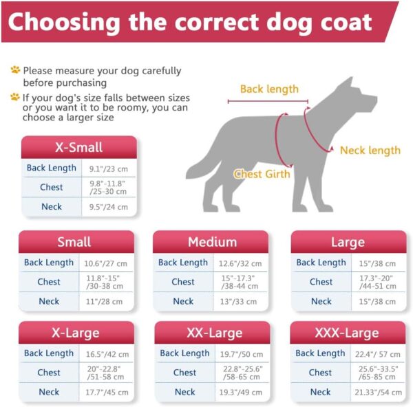 Dog Fleece Hoodie, Windproof Waterproof Dog Coat Fleece & Cotton Lined Warm Dog Jacket, Cold Weather Pet Apparel Clothes Vest for Small Medium Large Dog (L: Length 15", Chest 17.3"-20", Red) - Image 3