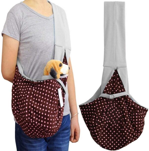 Dog Cat Sling Carrier-Reversible Puppy Carrier for Small Dogs Hands Free Pet Papoose Bag Soft Breathable Cotton Pouch and Tote Outdoor Travel Bag with a Colorful Rope Ball - Image 3