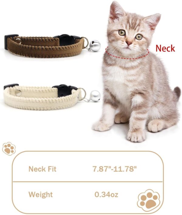 Furry Breakaway Cat Collar with Bell, Adjustable 7.87"-11.78" Kitten Collar, Suitable for All Types of Cats and Small Dogs (M, Brown) - Image 5