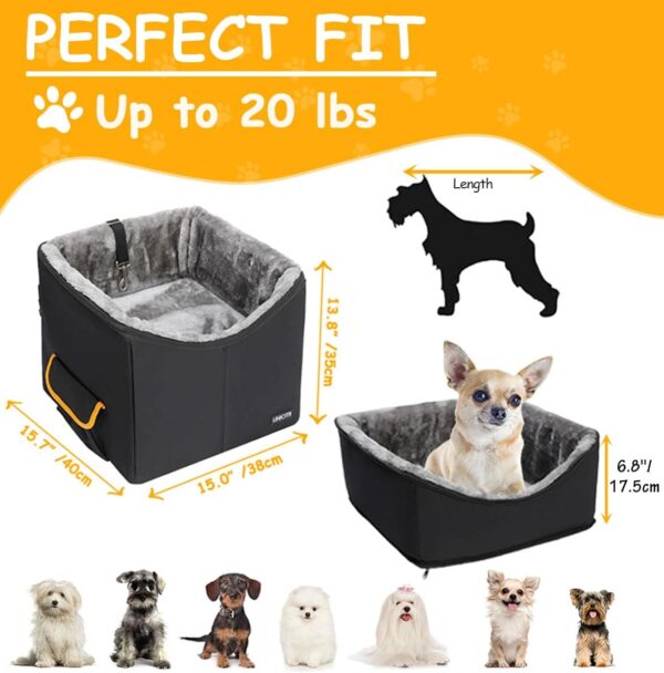 Dog Car Seat for Small Dogs, Elevated Dog Booster Seat Pet Travel Carrier Bed for Car with Adjustable Straps Pet Car Booster Seat for Small Dogs Cats - Image 3