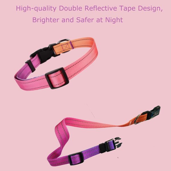 Roses&Poetry Reflective Dog Collar with Gradient Mistyrose, Adjustable Durable Pet Collars for Small Medium Large Dogs (Mistyrose-L) - Image 8