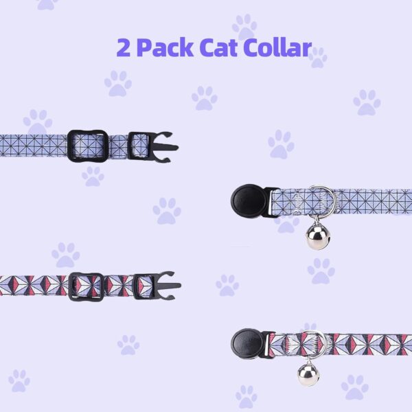 Cat Collar,2 Pack cat Collar with Bells,cat Collar Breakaway，Adjustable Kitten Collar for boy Girl Cats(7-12 inch),Perfect Pet Supplies,Accessories (Dark Gray) - Image 3