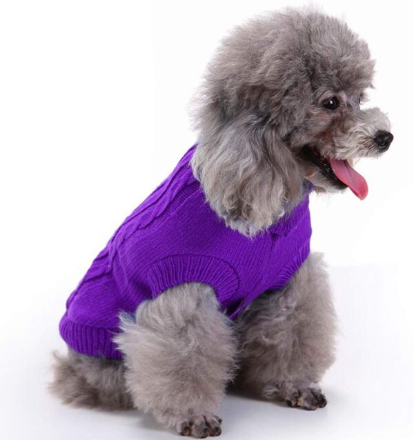 Dog Sweater, Warm Pet Sweater, Dog Sweaters for Small Dogs Medium Dogs Large Dogs, Cute Knitted Classic Cat Sweater Dog Clothes Coat Apparel for Girls Boys Dog Puppy Cat (X-Small, Purple) - Image 4