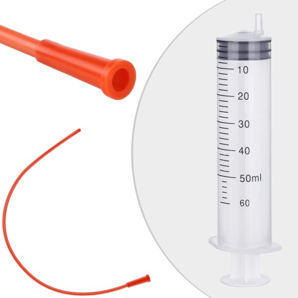 10 Pack Puppy Kitten Feeding Tube Kit Include 5 Pack 8 FR Red Rubber Puppy Feeding Tube and 5 Pack Clear Kitten Feeding Syringe 5 ML 10 ML 20 ML 30 ML 60 ML for Feeding Goat Kitten Puppy Small Animals - Image 2