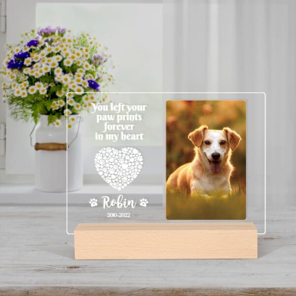 Personalized Dog Memorial Gifts for Loss of Dog, Pet Memorial Gifts for Dog Cat, Personalized Night Light Dog Memorial Photo Plaque (A - Dog Cat) - Image 8