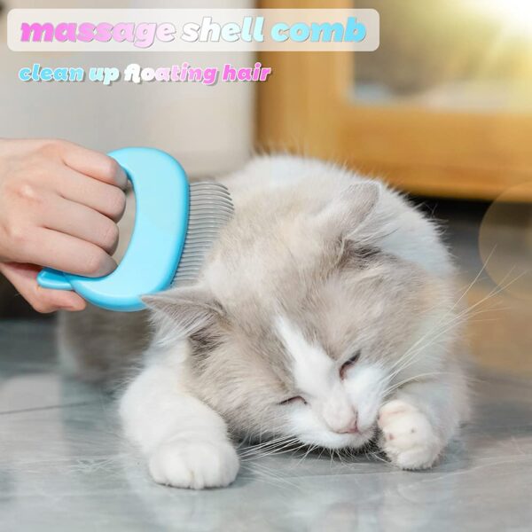 Cat Comb Pet Short & Long Hair Removal Massaging Shell Comb Soft Deshedding Brush Grooming And Shedding Matted Fur Remover Massage Dematting Tool For Dog Puppy Rabbit (Blue) - Image 3