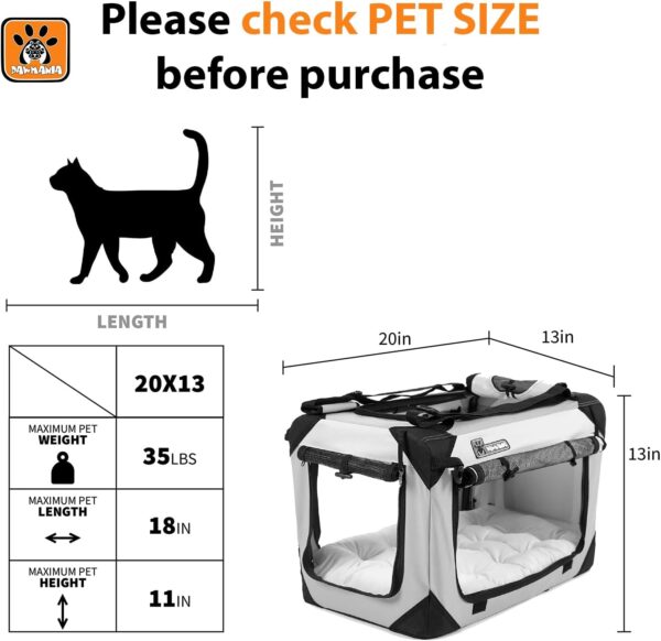 Extra Large Cat Carrier, Collapsible Dog Travel Crate, Soft-Sided, Lightweight, Anti-Scratch, Desingned for Large Cats & Small - Medium Dogs - Ideal for Indoor & Outdoor, Comfy Bed Pillow Included - Image 2