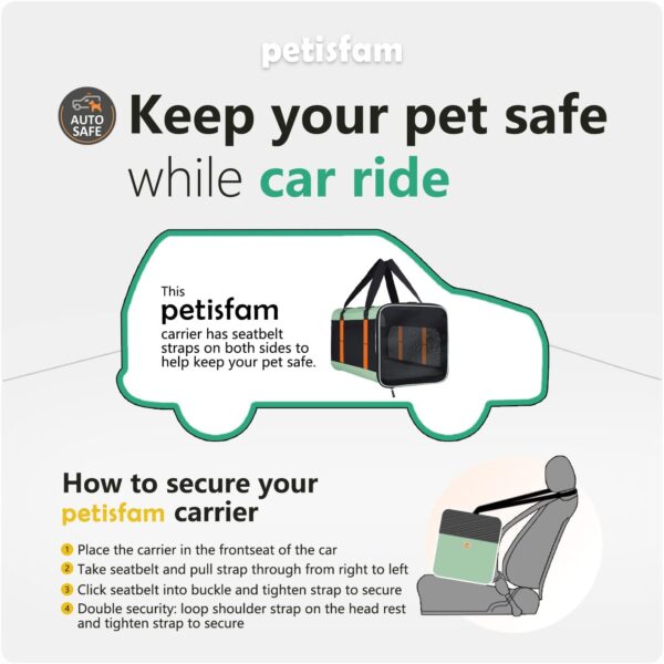 petisfam Easy Load Pet Carrier for Large, Medium Cats, 2 Cats and Small Dogs with Comfy Bed. Easy to Get Cat in, Escape Proof, Easy Storage, Washable, Safe and Comfortable for Vet Visit and Car Ride - Image 8