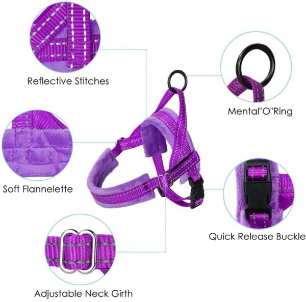 Lukovee Dog Harness and Leash Set, Soft Padded Small Dog Harness, Neck & Chest Adjustable Reflective Vest Puppy Harness with 4ft Lightweight Anti-Twist Dog Leash for Small Dogs (Small, Purple) - Image 4