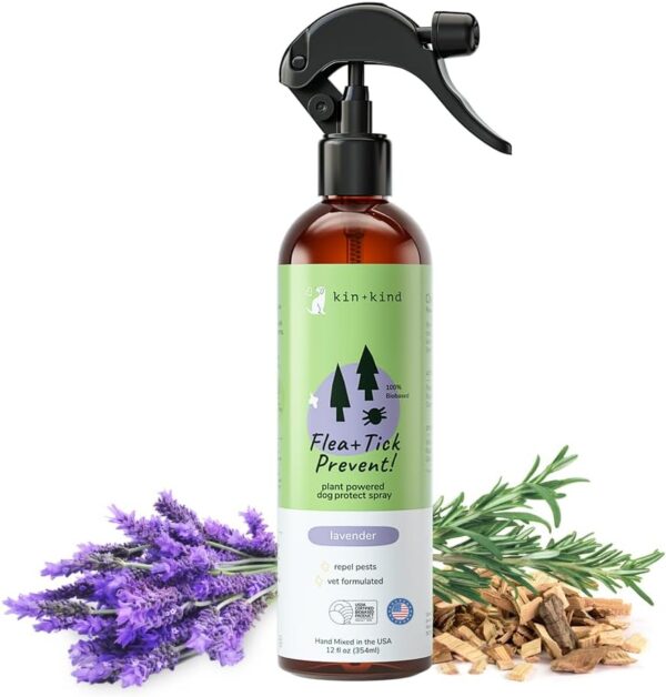 kin+kind | Plant-Based Flea and Tick Spray for Dogs (12 fl oz) | Lavender