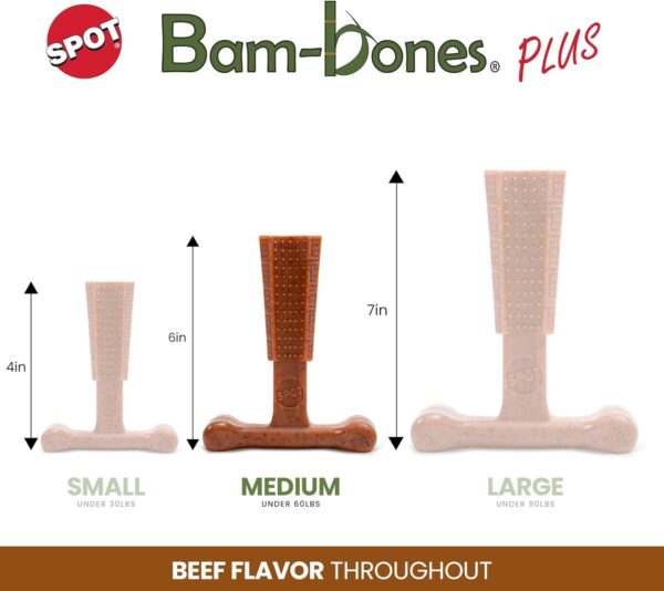 SPOT Bam-bones PLUS T Bone - Bamboo Fiber & Nylon, Durable Long Lasting Dog Chew for Aggressive Chewers – Great Toy for Adult Dogs & Teething Puppies under 60lbs, Non-Splintering, 6in, Beef Flavor - Image 5