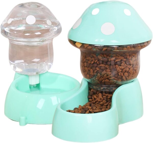 Cat Food and Water Bowls, Pet Food Feeder Self-Dispensing Cat Feeder Pet Dry Food Dispenser Pet Waterer for Small Medium Big Pets Green