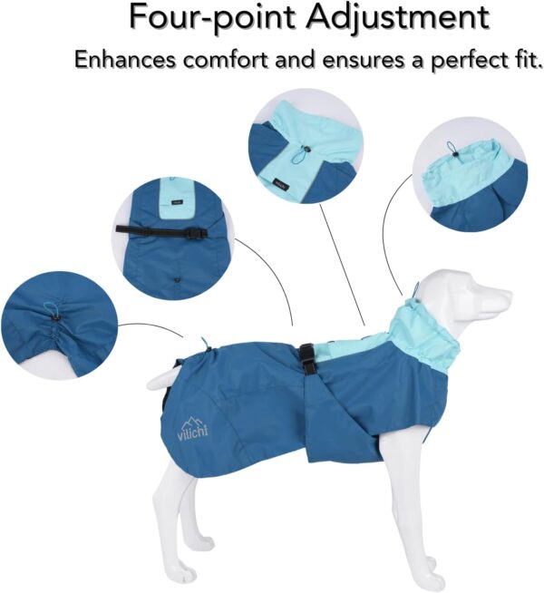 Dog Raincoat, All-Weather Jacket, Waterproof, Windproof & Lightweight Outdoor Coat, Blue (XX-Large) - Image 2