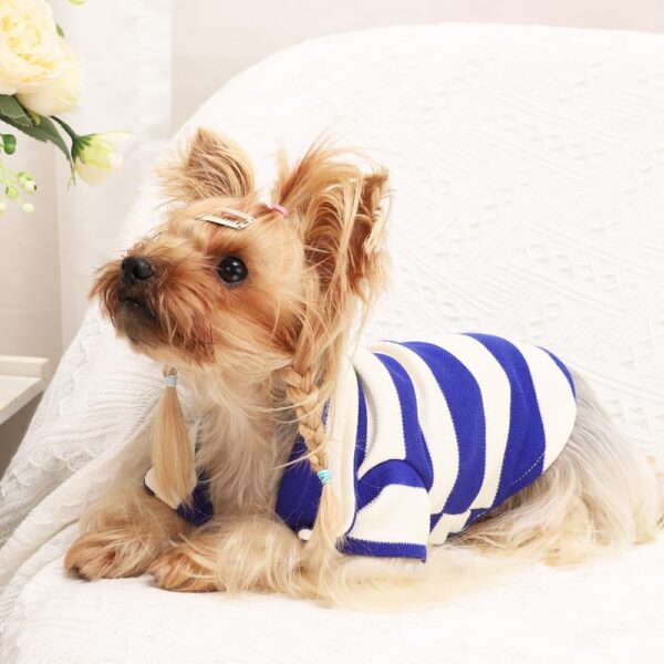 Dog Shirt Collared Summer Polo Dog T-Shirts for Medium Dog Cats Boy Girl Dog Clothes Breathable Cute Doggy Sweatshirt Pet Outfit Puppy Dress Cool Clothes for Small Dog Female Or Male(Blue,Medium) - Image 3