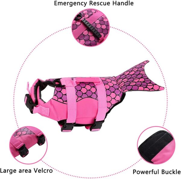 OMEM Dog Life Jacket for Swimming, Puppy Pool Float Vest, Doggie Floatation Lifejacket (XS, Pink) - Image 3