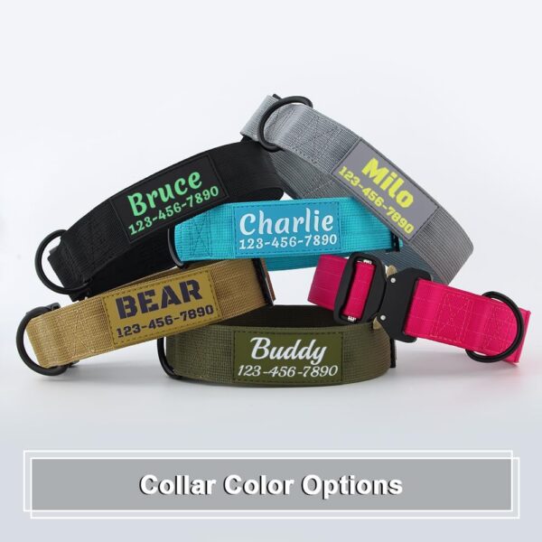 Personalized Tactical Dog Collar with Name and Phone Number, Heavy Duty Nylon Military Dog Collar with Strong Metal Buckle for Medium and Large Dogs - Image 5