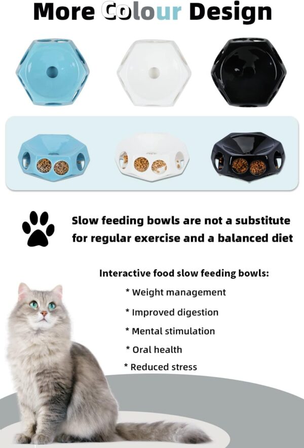 Ceramic Slow Feeder Bowl for Cat, Fun Interactive Feeder,Healthy Slow Feeder Cat Bowls (White) - Image 6