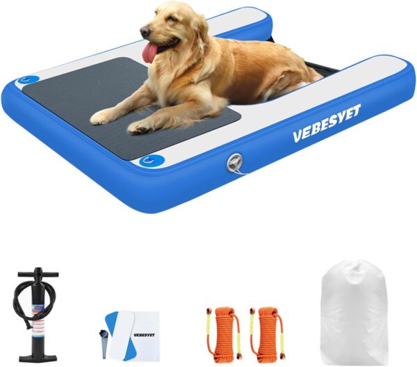 Inflatable Dog Water Ramp, Dog Floats Ramp Ladder for Pools, Boats, Docks, Sea and Lake, Non-Slip EVA Dog Pool Ramp Platform for Dogs Up to 150LBS