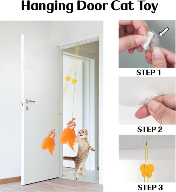 25 PCS Assortment of Cat Toys - Hanging Door Cat Toy, Catnip Toys,Feather Teaser, Mice, Colorful Balls & Bells. Perfect for Kittens, Cats, and Puppies! - Image 2