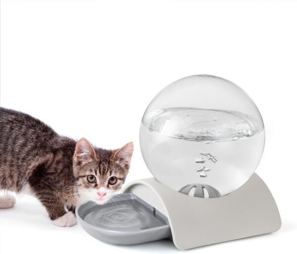 Pet Water Dispenser, 2.8L Automatic Gravity Cat Water Dispenser for Cats, Dogs & Rabbit, Detachable Cat Dog Water Dish Feeder with Spherical Waterer Bubble, Grey - Image 7