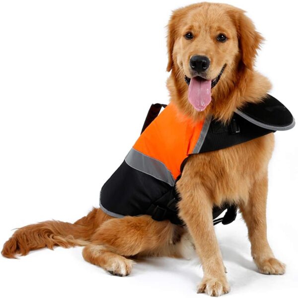 Dog Life Jacket with Superior Buoyancy & Rescue Handle - High Visibility Float Coat Dog Lifesaver Vest in Beach Pool Boating Safety Swimsuit Preserver (Orange, S) - Image 4