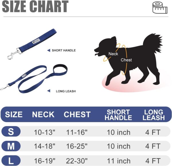 Elegant Dog Harness and Leash Set, Leather No Pull Dog Harness with Easy Control Removable Handle, Adjustable Pet Vest Harness for All Breeds, No-Choke Pet Oxford Vest for Small Medium Dog(DeepBlue,L) - Image 7