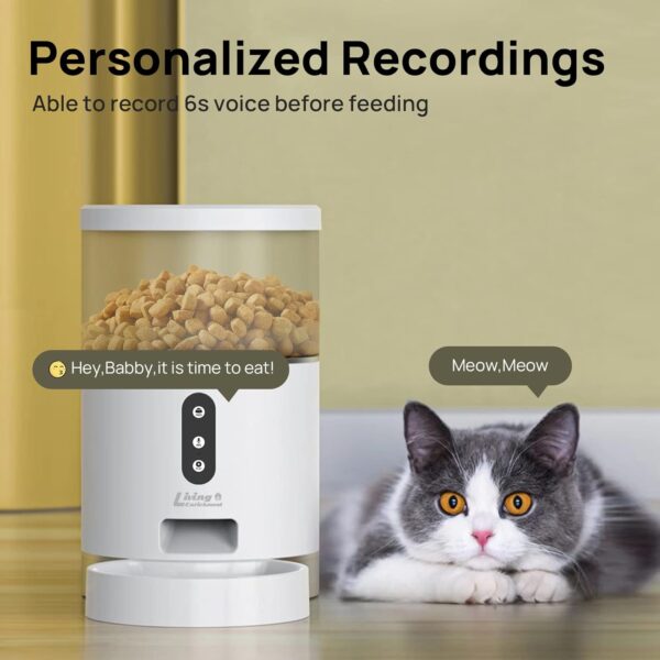 Living Enrichment Automatic Cat Feeder, Auto Dog Food Dispenser, WiFi Smart Pet Feeder 4L, Distribution Alarms and Voice Recorder, APP Control, Timed Cat Food Feeder for Cats Dogs Pets - Image 2