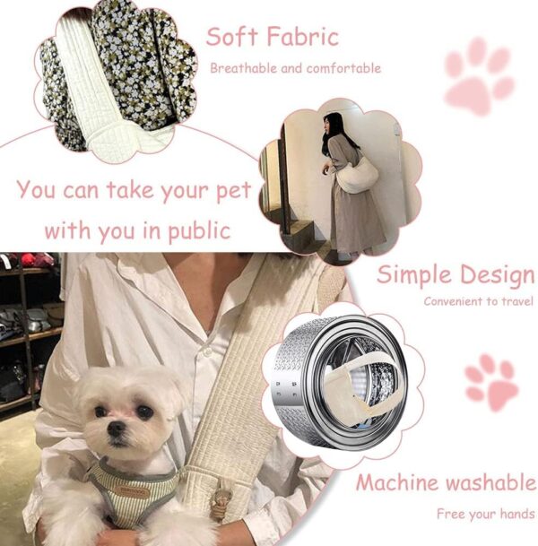 NATUYA Small Dog Carrier Sling Cat Sling-dog slings for carrying small dogs-Adjustable Strap Hand Free Pet Puppy for Outdoor Traveling Subway (white, Canvas-Adjustable Strap) - Image 4