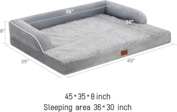 Orthopedic Dog Beds for Extra Large Dogs, Waterproof Dog Beds Xlarge, Memory Foam Dog Couch Bed, Comfy Bolster Pet Bed with Removable Washable Cover, Nonskid Bottom (X-Large, Grey) - Image 7