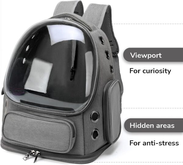 Cat Backpack Carrier for Cats and Small Dogs, Breathable Cat Bubble Backpack, Airline Approved Pet Travel Carrier(Grey) - Image 2