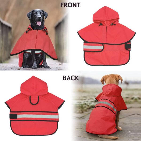 Dog Raincoat Hooded Poncho - Adjustable Waterproof Dog Rain Jacket Lightweight Reflective Dog Rain Coat Pet Slicker for Small Medium Large Dogs (X-Large, Bright Red) - Image 2