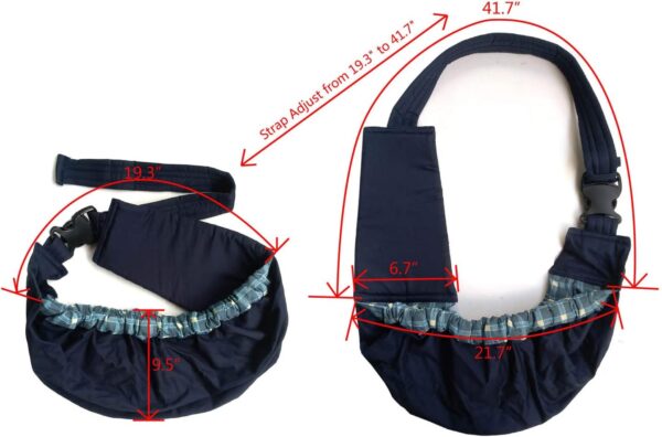 Pet Sling Carrier, OrgMemory Adjustable Bag, Small Dog Cat Outdoor Shoulder Carrier Most Suitable: 3-8 lbs (Blue Plaid)