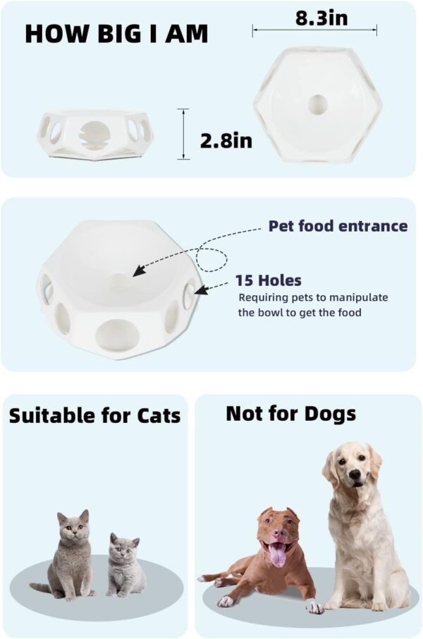 Ceramic Slow Feeder Bowl for Cat, Fun Interactive Feeder,Healthy Slow Feeder Cat Bowls (White) - Image 4