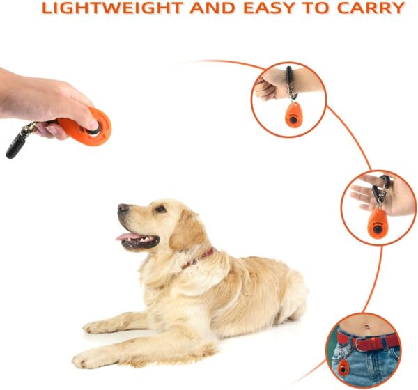 yuntop 4 Pieces Pet Training Clicker with Wrist Strap and Dog Training Treat Pouch Pet Training Clicker for Training Puppy Cats Birds Dog Clicker Training Kit Behavioral（White, Red, Orange, Blue） - Image 3