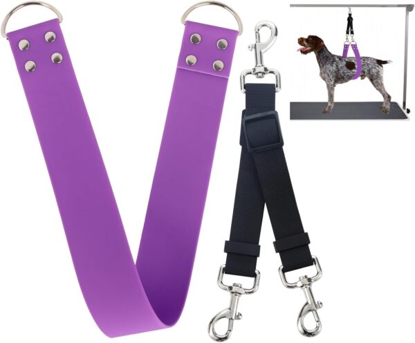 Pet Dog Grooming Belly Straps - Pet Dog Grooming Loops Grooming Helper Purple Groomer Belly Support Band Wide Waterproof PVC Belly Loop Grooming Restraint for Pet Bathing (Purple-Short)