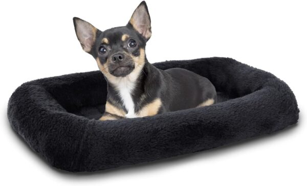 Patas Lague Bolster Dog Bed for Extra Small Dogs 16''x12'', Soft Foam Dog Sofa Pet Bed, Machine Washable Dog Cat Crate Bed Mat for Toy Pet Breeds Black