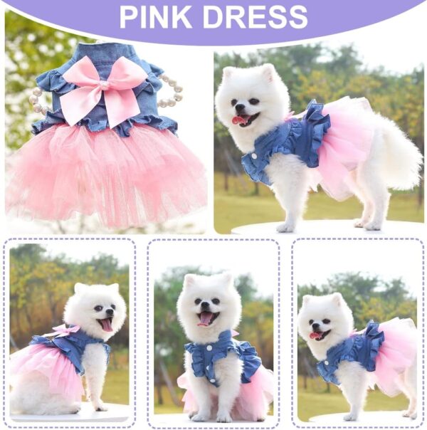 Sebaoyu Dog Dresses for Small Dogs Girl 3 Pack Summer Puppy Clothes Outfit Apparel Female Cute Cat Skirt Pup Tutu Pink Yorkie Clothing Breathable Pet Dress for French Bulldog Chihuahua (AA, X-Small) - Image 3