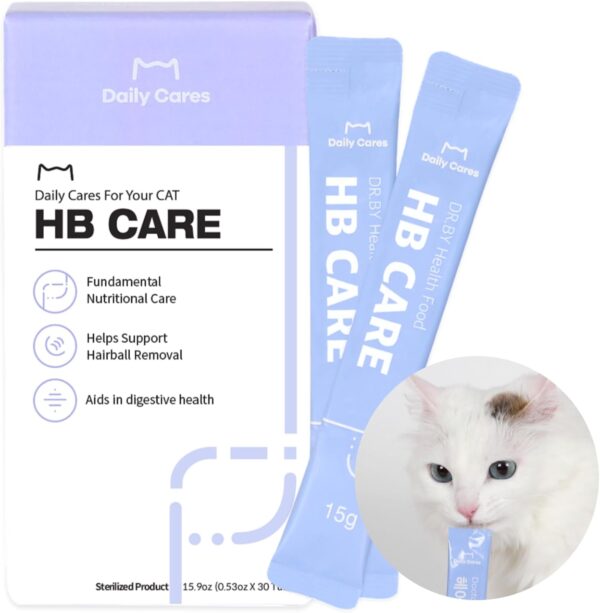 DoctorBy HB Care Hairball Supplement for cats– Korean Made Hairball Relief Furball Control Remedy & Digestive Support Supplements with Omega-3, Chitosan-30 Individuallly Packaged (1 PACK, 30 Count)