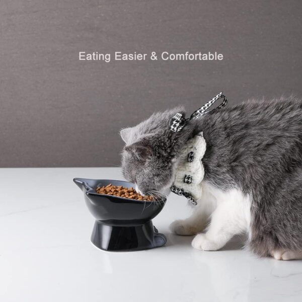 Nihow Elevated Cat/Dog Bowls: 5 Inch Ceramic Raised Cat Food & Water Bowl Set for Protecting Pet's Spine - Feeding & Watering Supplies for Pets - Elegant Gray (4.5 OZ /1 PC) - Image 6