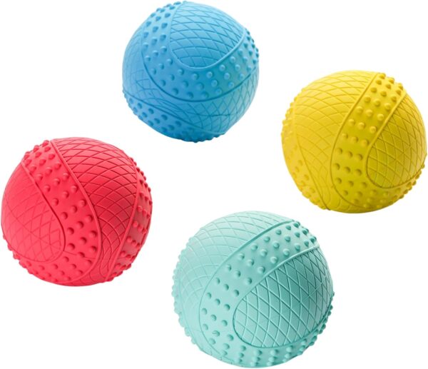 iPettie Summer Floating Dog Ball, Squeaky Water Fetch Toy, Waterproof Rubber Chew Ball, BPA Free, Colorful, 4 Sets, 2.5"