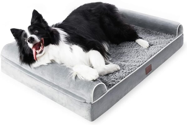 Dog Beds Large Sized Dog, Waterproof Orthopedic Dog Beds with Bolster, Washable Dog Couch Bed with Removable Cover